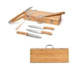 Kit churrasco em estojo de bambu com 6 peças em aço inox e bambu - BOTTURA